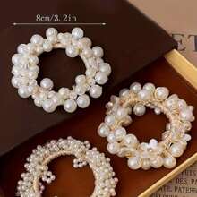 3pcs Set Fashion Crystal & Faux Pearl Floral Headband - Suitable For Daily Wear Or Vacation, Fall Decor, Fashion Accessory, Pop Culture Theme, All Seasons