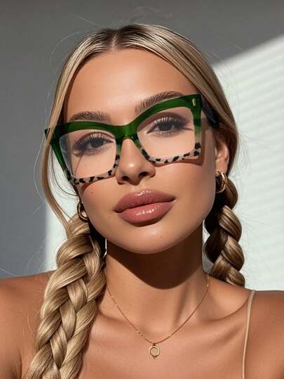 1 pieza Gafas de lectura de mujer con montura completa de plástico, de diseño elegante y clásico, ideales para uso diario, con opción de 4 dioptrías, aumento de +1.0 a +2.5, adecuadas para todo tipo de rostro, perfectas como regalo para oficina, vacaciones, ver la televisión, jugar, y vida cotidiana