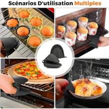 2 Pieces Of Silicone Oven Gloves And Pot Pad Set For Kitchen, Heat Resistant Small Kitchen Gloves, Rubber Air Fryer Gloves, Mini Pan Gripper Tool, Suitable For And Baking