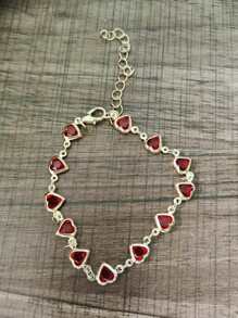 1pc Minimalist Fashionable Heart-Shaped Red Bracelet Jewelry, Suitable For Photos And Gift Giving