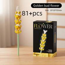 70+件儿童积木花束，人造花艺，ABS材质益智小颗粒积木，包含向日葵、玫瑰、郁金香、山茶花，适合教师节、情人节、圣诞节礼物