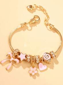 1pc Elegant Silver Non-Fading Heart Pendant Bracelet, Perfect For Valentine's Day, Anniversary, And Daily Fashion Wear - Multicolor 3 - View 2