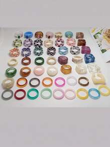 20 Stück/Set süße minimalistische Acrylringe, dicke solide transparente Harzringe, vielseitiger Moderingset geeignet für Damen Alltags- und Urlaubskleidung, alle Jahreszeiten (zufällige Farben & Stile)
