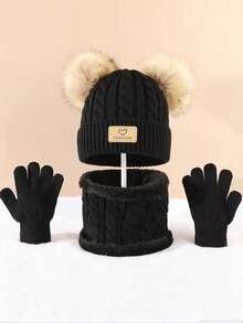 Set de 3 piezas: guantes de lana forrados, gorro y bufanda de punto para el invierno, excelentes para mantener el calor en climas fríos, gorro Benny y bufanda, marca de moda - Rosa - Ver 14