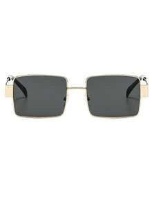 1pc Square Metal Frame Fashionable Fashion Glasses, Suitable For Outdoor Wear, Party, Streetwear, Accessory
