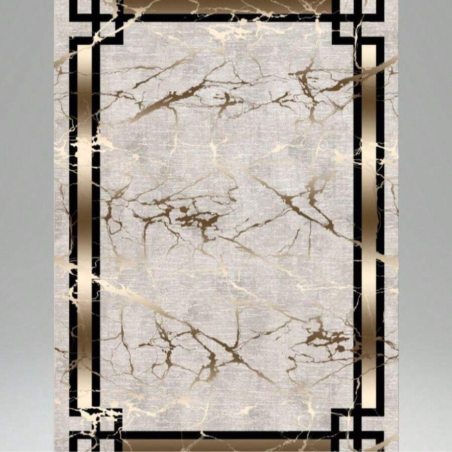 Made In Turkey - 60x100 Cm Digital Print Rug With Dot Non-Slip Foam Backing – 100% Polyester - Creamy White - View 1