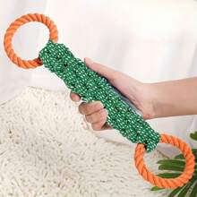 1 pieza Juguete de cuerda para masticar de mezcla de algodón para perros - Diseño anudado con doble asa adecuado para todos los tamaños de perros, limpia los dientes de las mascotas, duradero, juego interactivo de tira y afloja