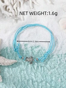 Neuer Retro-Stil Schildkröte handgewebte Hanfseil Knöchelkette, unisex, perfekter Modeaccessoire für Sommerstrände, multifunktionale dekorative Kette (Armband, Knöchelkette)