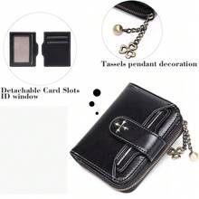 Small Women Wallet RFID Blocking Bifold Zipper Pocket Wallet Ladies Mini Purse - 紅色 - 查看 3