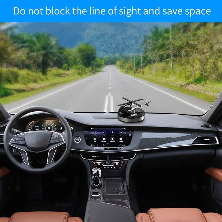 Car Air Freshener, Solar Energy Rotating Helicopter Aroma Diffuser Long Lasting Fragrance Perfume Cars Interior Decoration - Bạc - Xem 6