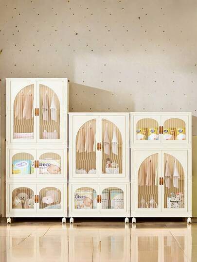 White Transparent Window Wardrobe Storage Cabinet Storage Shelf Coat Rack Shoe Rack Shoe Rack Bookcase Removable Removable Folding Multi-Functional Use Can Be Freely Combined For Living Room, Study, Bedroom, Dormitory, Holiday Gifts, Storage,Christmas Room Decor,Christmas Gift
