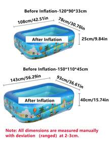 1pc Summer Family Paddling Pool Inflatable Pool Anti-Leak Comfortable Wear-Resistant Foldable Swimming Pool Beach Floaty Party Supplies Not For Adult, Beach Essentials, Beach Accessories