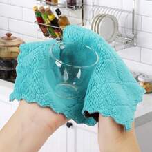 5pcs Random Color Super Absorbent Microfiber Kitchen Dish Cloth High-Efficiency Tableware Household Cleaning Towel,Kitchen,Bathroom,Home,Household Suppliers
