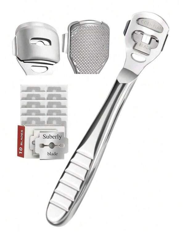 Limes à pieds professionnelles en acier inoxydable pour les peaux dures - Inclut 10 grattoirs de rechange - Set de râpe à callosités pour les soins des pieds