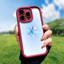 Blue Hibiscus Flower Themed Phone Case Designed With Delicate Floral Artistry Compatible With IPhone 16 15 14 13 12 And 11 Pro Models Made Of TPU Protective Material Perfect For Family Friends Young People Birthdays Holidays Boyfriends Girlfriends And Valentine's Day Gifts - Brown - View 5