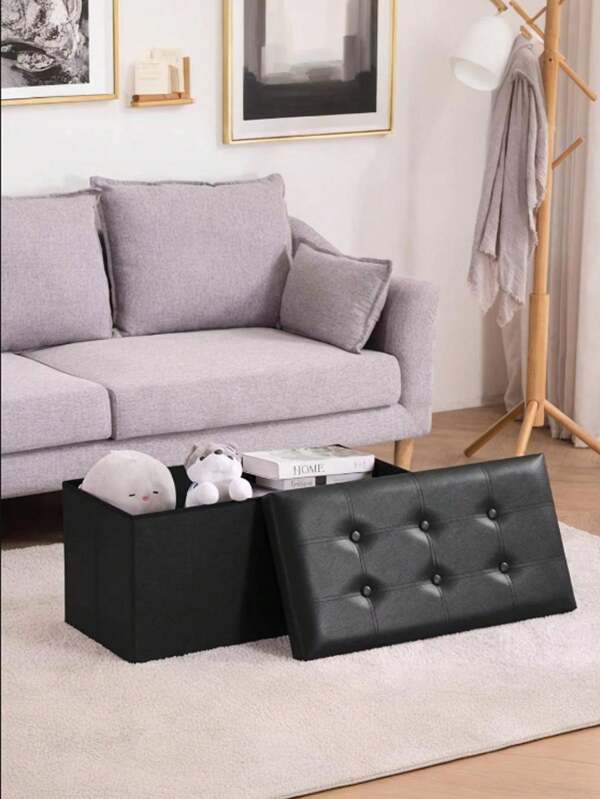 1PC Foldable Storage Bench, Home Storage Bench, Entryway Bench, Elegant Room Decoration, Suitable For Living Room, Bedroom, Kitchen, Space-Saving Storage Benches(The Lines Of The Product Are Black And White, And They Are Shipped Randomly.)