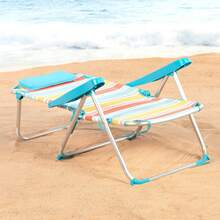 Aktive Sedia da spiaggia pieghevole, 48x60x90 cm, in alluminio e tessuto a righe multicolor, cuscino, schienale reclinabile in 5 posizioni, tasca posteriore, tracolla, design antiribaltamento, modello Santorini ✅ Consegna in 24/48 ore in Spagna (penisola) - nero - Visualizzare 3