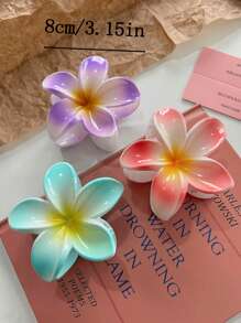 3 piezas Pinzas para el cabello de mujer de 8 cm/3.15 pulgadas con diseño floral de color degradado, accesorios de cabello elegantes y minimalistas de unicolor, adecuados para uso diario, fiesta, casual, ir al trabajo, playa, lavado de cabello, maquillaje, combinación de atuendos