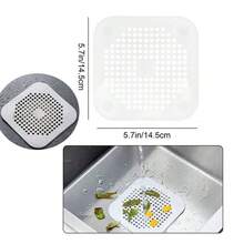 Tapete de filtro cuadrado, colador de fregadero, ventosa anti-obstrucción, adecuado para drenajes de fregaderos de baño y cocina