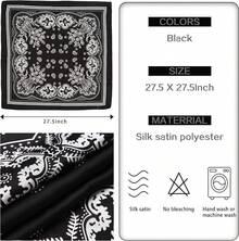 Satin Head Scarf - 27.5 Inch Silk Hair Wrap For Women - 黑色 - 查看 4