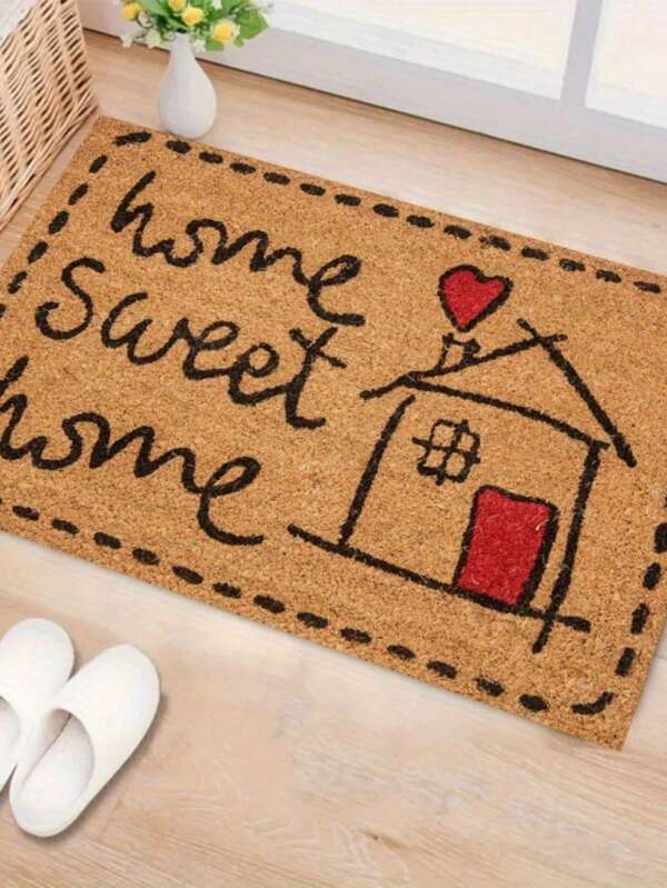 1 pieza Felpudo de bienvenida cómodo con patrón de corazón y casa "Sweet Home", adecuado para entrada, cocina, sala de estar, decoración de lavandería, felpudo, alfombra pequeña, almohadilla de bienvenida, alfombra, alfombra de exterior, alfombra de cocina, decoración del hogar, felpudo de entrada, alfombra de área, almohadilla de exterior, decoración del hogar, alfombra de área, alfombra de jardín, alfombra lavable a máquina
