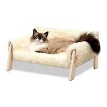 Mewoofun Elevated Cat Bed - Wooden Pet Couch With Removable Mattress Cover Breathable Indoor Lounger For Cats, Puppies & Small Dogs - Yellow - View 3