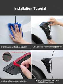 2pcs Car Decorative Stickers, Universal Side Vent Outlet Stickers, Stickers (2 Types Of Adhesive Backing Randomly Sent) - Black - View 7
