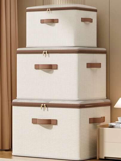 Zipper Mesh Storage Box, Household Bedroom Seasonal Clothes Storage Box With Lid, Waterproof Foldable Storage Container