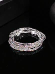 10 pièces/set Bracelet élastique à billes de cristal colorées sur un seul rang, design unique et élégant