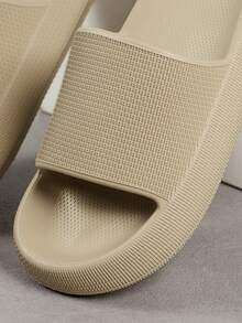 Teenagers' Summer EVA House Slippers, Non-Slip Bathroom Minimalist Comfortable Soft Bottom Quiet Beach Open Toe Sandals - Khaki - View 3