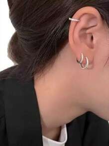 Conjunto de 6 brincos de argola pequenos de cristal para mulheres, cobre, zircônia levemente incrustada, cor ouro branco, novo ano 2000, joias legais para uso diário, presente para meninas