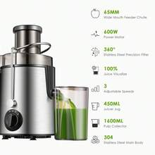Juicer Machines,3 Speed Control,Juicer Whole Fruit And Vegetables, Centrifugal Juicer Extractor Max Power 400W,Cleaning Brush And Juicing Recipe Included - US A Type Plug(110-127V) - View 7