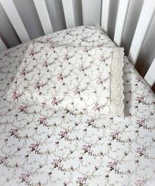 Laura Baby 2-Piece Sheet Set For American Standard Crib Or Mini Crib 100% Cotton - 粉紅色花朵 - 查看 4