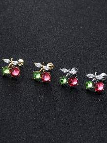 1 Stück Kirsch-Zirkonia Körperschmuck, Edelstahl Bar Knorpel-Ohrringe, stilvoller Alltagsschmuck für Frauen, kann als Geschenk für Freunde dienen.