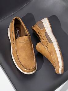 SHOESMALL Men's Tan Loafers & Slip-Ons Casual Lightweight Boat Loafers Comfort Driving Travel Walking Shoes For Men - BMY3036A-tan - 查看 3