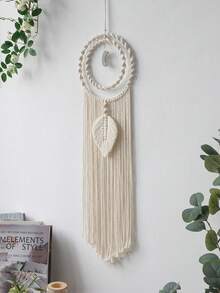 1pc Handmade Woven Wall Hanging Decor, Boho Style Tassel Dream Catcher, Perfect Housewarming, Yoga Studio Decoration, Spiritual Space Wall Art - Ideal For Spring Home Decor, Living Room, Bedroom And Office - Khaki - View 2