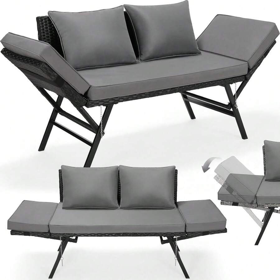 Banc Jardin 2 Places Kesser Polyrotin 125x62x90 Cm - Résistant Intempéries Charge 320kg