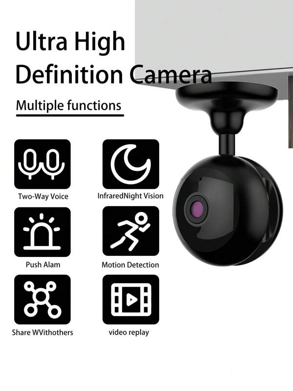 Cámara de seguridad interior HD 1080P, cámara de vigilancia, equipada con visión nocturna, audio bidireccional, seguimiento y detección de movimiento, alimentada por USB, controles de aplicación para monitoreo del hogar/bebé/mascota, vigilancia del hogar, dispositivo de vigilancia elegante, conectividad Wi-Fi.