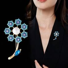 1 件夏季清新蓝色花卉造型胸针，时尚优雅的衣服/包/帽子装饰别针，适合日常、节日、派对穿着，DIY 配饰背包学校