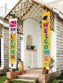 Juego de carteles de bienvenida para el regreso a la escuela, suministros para fiestas de jardín de infancia, preescolar, escuela primaria, secundaria y aula. Decoraciones de banner de bienvenida al regreso a la escuela, listo para aprender, primer día de clases. Carteles y banners decorativos para puertas y entradas, interior y exterior. - Multicolor - Ver 5