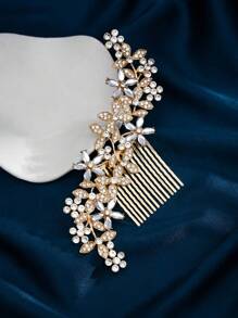 1 Stück elegante Krone in Goldfarbe, Haarreif-Krone für Frauen, geeignet für europäische/amerikanische Tanzpartys, Geburtstage, Hochzeiten, Fotoshootings, Legierungs-Strass Braut-Kronen-Accessoire