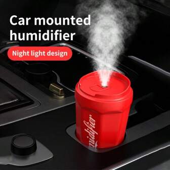1pc Red Car Humidifier With Night Light, Quiet Mode Air Humidifier, Multi-Purification Car Humidifier, USB Powered Portable Cold Mist Humidifier, Suitable For Home, Office, Car And Outdoor Use