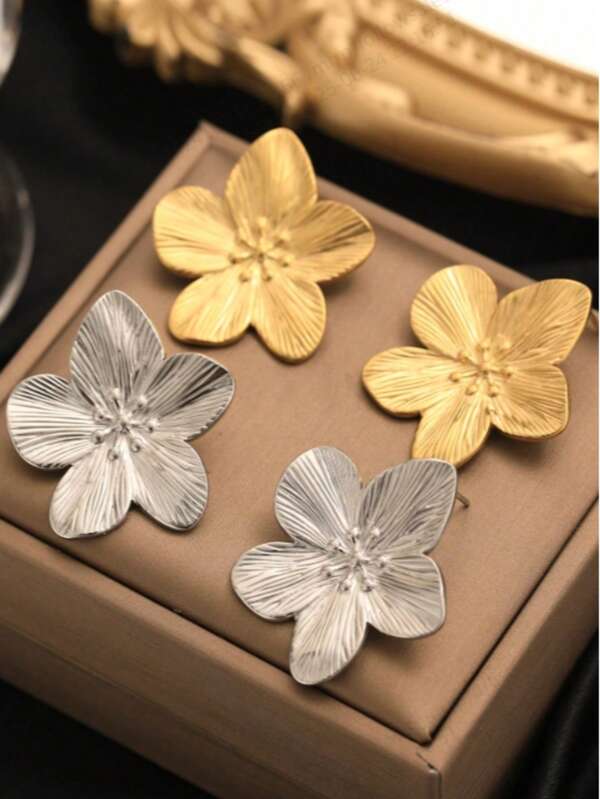 2 Pairs Retro Floral Women Earrings, Fashion European And American High-End Design, Suitable For Party, Gathering, And Daily Wear