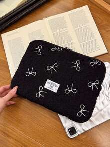 11 英寸、14 英寸、简单卷边、蝴蝶结、线条图案、时尚、轻便、手拿包、笔记本电脑包、平板电脑包教师礼物教师用品教师包感谢老师大学包大学用品返校学校用品教师学校必需品大学生教室笔记本电脑包教室包教师储物袋教室整理袋 - 彩色 - 查看 5