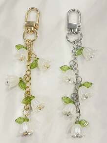 Brelok do kluczy z imitacją pereł w kształcie orchidei z frędzlem, breloczek do kluczy, zawieszka do plecaka, zawieszka do samochodu, etui na słuchawki, prezent dla kobiet. Uroczy brelok do kluczy z łańcuszkiem z pereł w kształcie orchidei, kreatywny brelok z frędzlami, zawieszka do plecaka, ozdoba do torby, prezent urodzinowy/imprezowy, plecak szkolny, akcesoria samochodowe, gotycki Y2k