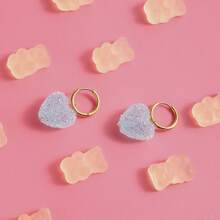 Uworld Women's Sweet Candy Gummy Earrings Colorful Heart Starry Fashion Jewelry 18K Gold-Plated Stainless Steel For Daily Party