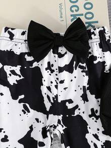 Conjunto de top de manga corta con estampado de vaca y pantalones acampanados para bebés e infantes niñas, ropa cómoda para exteriores - Multicolor - Ver 6