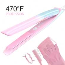 Hair Straightener Colorful Light, 470°F Flat Iron, 2 In 1 Professional Salon Ceramic Straightening And Curling Iron Smooth Tech 30s Fast Heat Dual Voltage For Travel - Xem 1