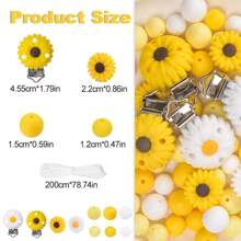 Set de 37 piezas de cuentas de margarita de silicona de moda con pinzas, kit de manualidades para hacer joyas, llaveros, pulseras, decoración de bolígrafos y correas para identificación - Un regalo perfecto para fiestas para mujeres, hombres y amantes de la artesanía