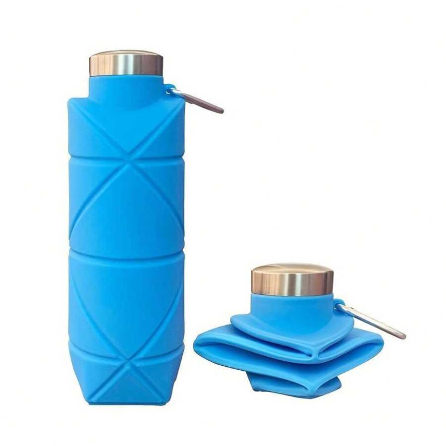 Botella de agua portátil de silicona, bebida deportiva plegable a prueba de fugas con asa, taza reutilizable lavable, equipo de camping ligero para verano, acampada, senderismo, accesorios de viaje, utensilios de camping #5